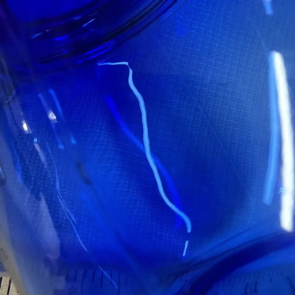 RARE! Vintage Cobalt Blue Glass Storage Jar Wire Bale Gasket Lid 5.75